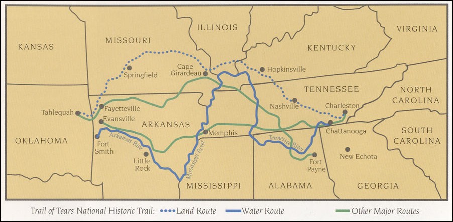 Trail of Tears map courtesy of the National Park Service (Wikimedia)