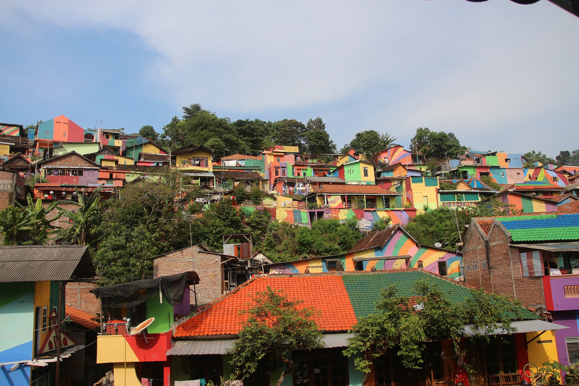 Colorful rainbow painted village 