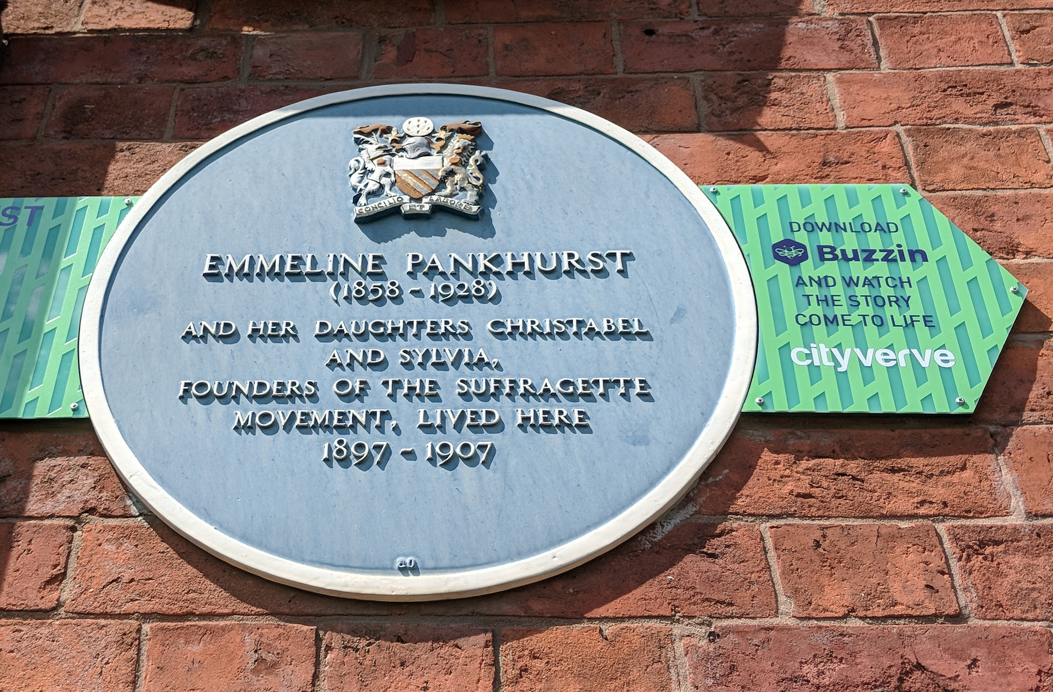 Emmeline Pankhurst plaque. 