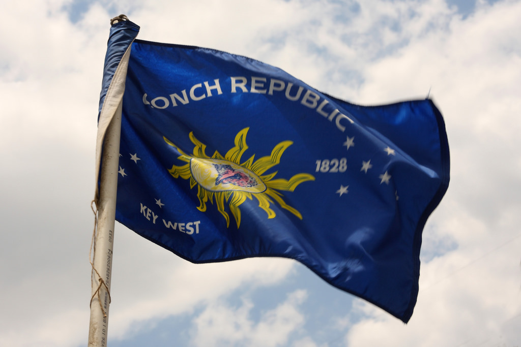 Photo of Conch Republic flag of Key West was taken by Sam Howzit.
