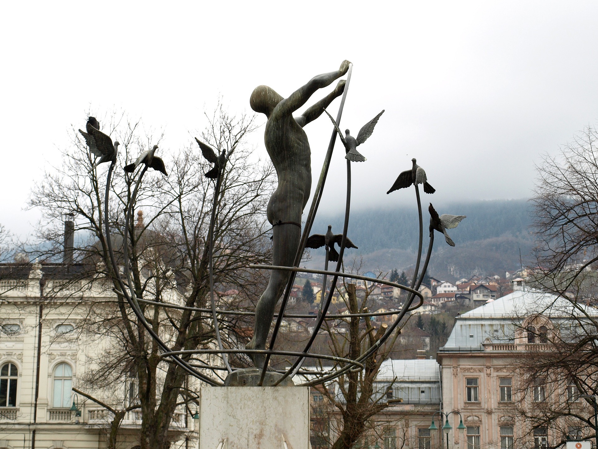 Sculpture depicting peace in Sarajevo.