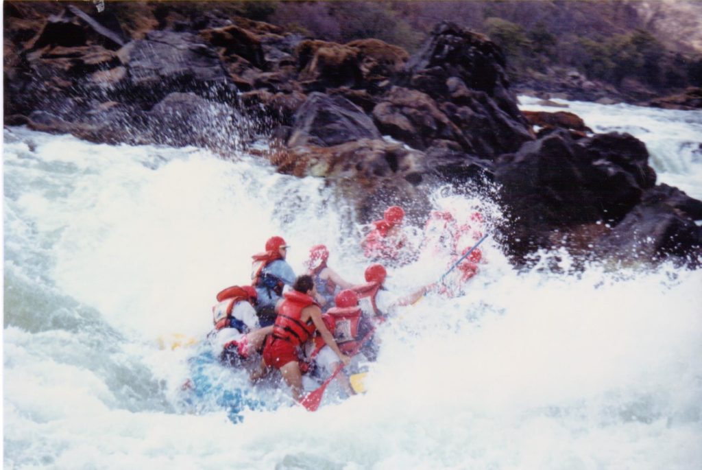 Rapid a few days down the Zambezi from Victoria Falls, unseen by most, known as ‘Upper Moemba Falls’. Photo: Jackie Lambert