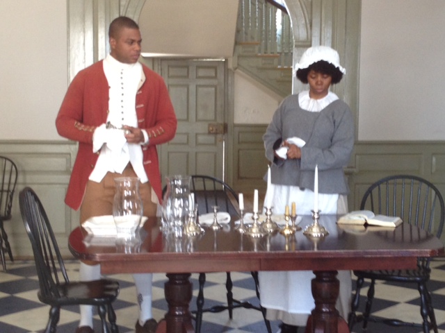 Actors portraying people who were enslaved in the Schuyler household in the 1790s during the four act play, The Accused. The program featured different perspectives on the trial of three enslaved children accused of setting fire to Albany in 1793. Photo courtesy of Schuyler Mansion State Historical Site.