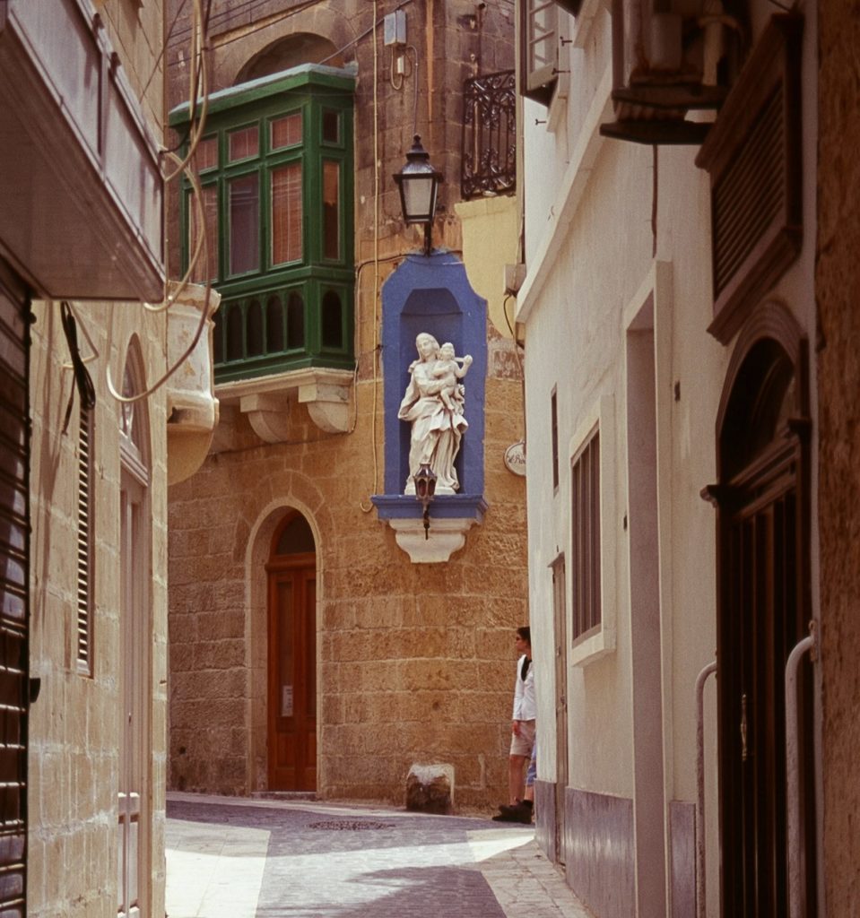 Street corner in Malta with Virgin Mary image. Photo: Ann-Marie Cahill