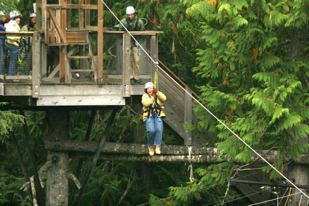 Adventure travel showing Tonya ziplining