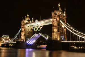 London's Tower Bridge with Olympic rings