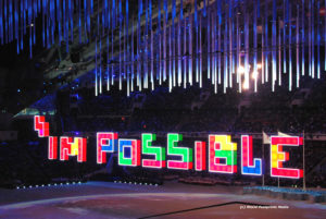 I'm Possible displayed during closing ceremony at the Sochi Paralympic Games.  Photo:  Tonya Fitzpatrick