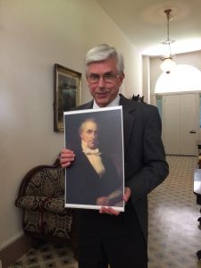 Bob Thee with a photo of President James Buchanan. Photo: Tonya Fitzpatrick