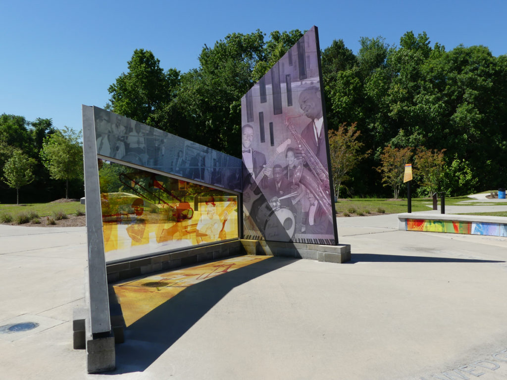 Glass sculpture, Intersections. at the African American Music Park.  Photo:  Kathleen Walls