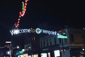 Welcome sign to Greenpoint. Photo: Alexandra Fletcher