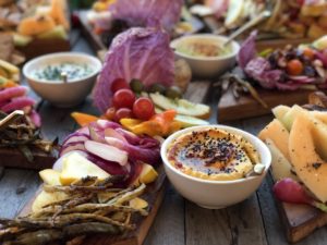 Israeli foods--hummus, falafels, pita bread, vegan meal