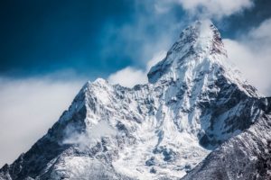 Ama Dablam is a mountain in the Himalaya range of eastern Nepal. The main peak is 6,812 metres, the lower western peak is 6,170 metres.