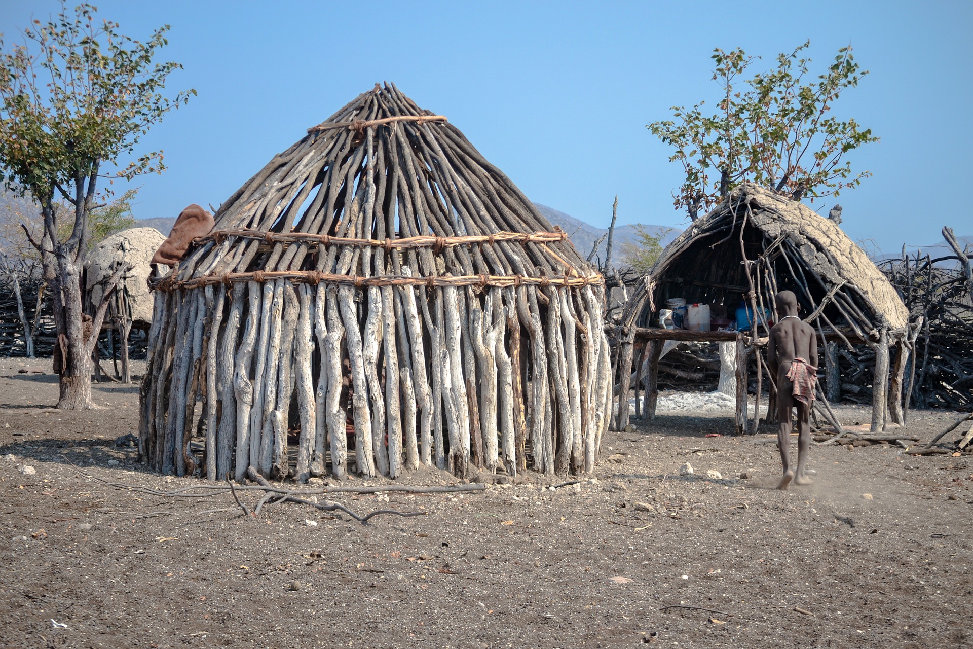 Typical housing in the Himba village.