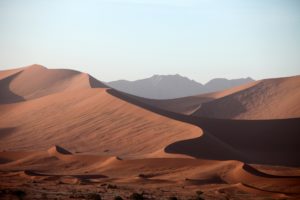 Namibian desert and majestic sand dunes.
