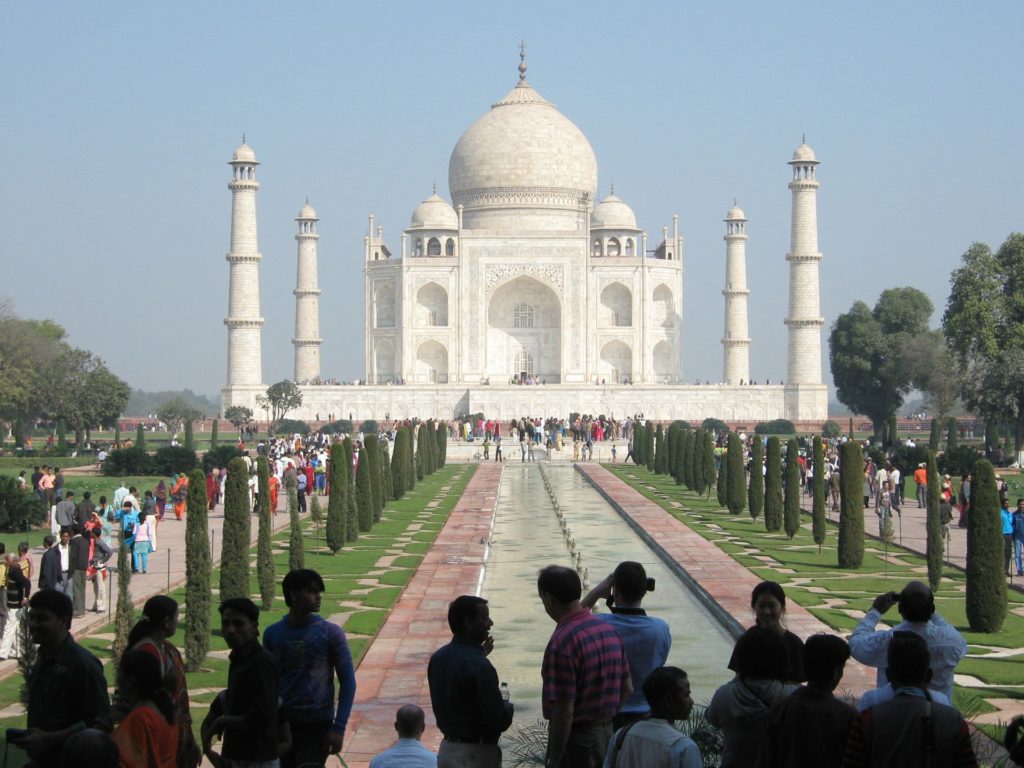 Visitors to the Taj Mahal.