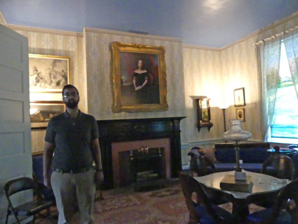 Carnton parlor with guide (Eric) and Carries picture. Photo: Kathleen Walls