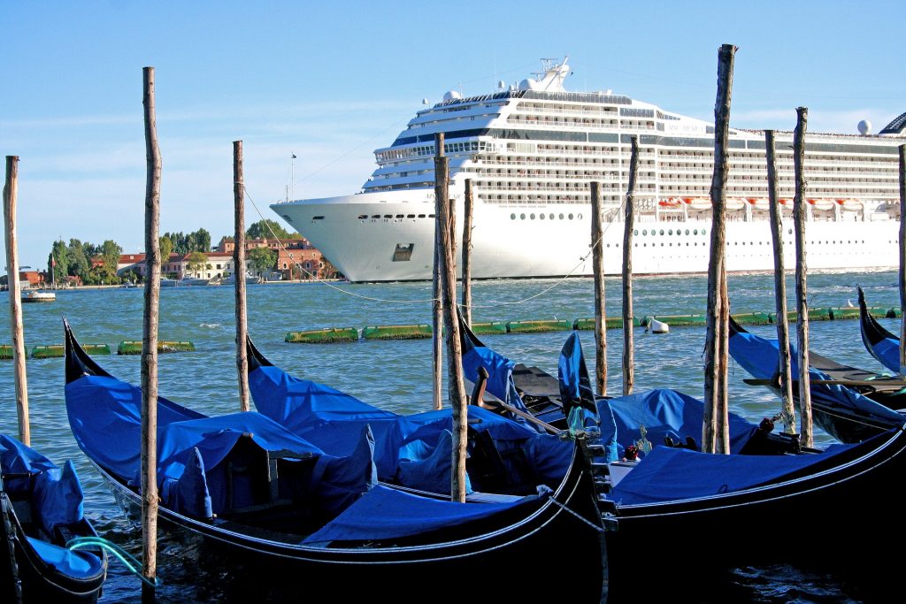 Large cruise ship in Venice, Italy