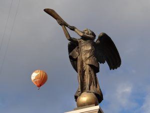 Statue of an Angel of Uzupis (Uzupio) in Vilnius, Lithuania.