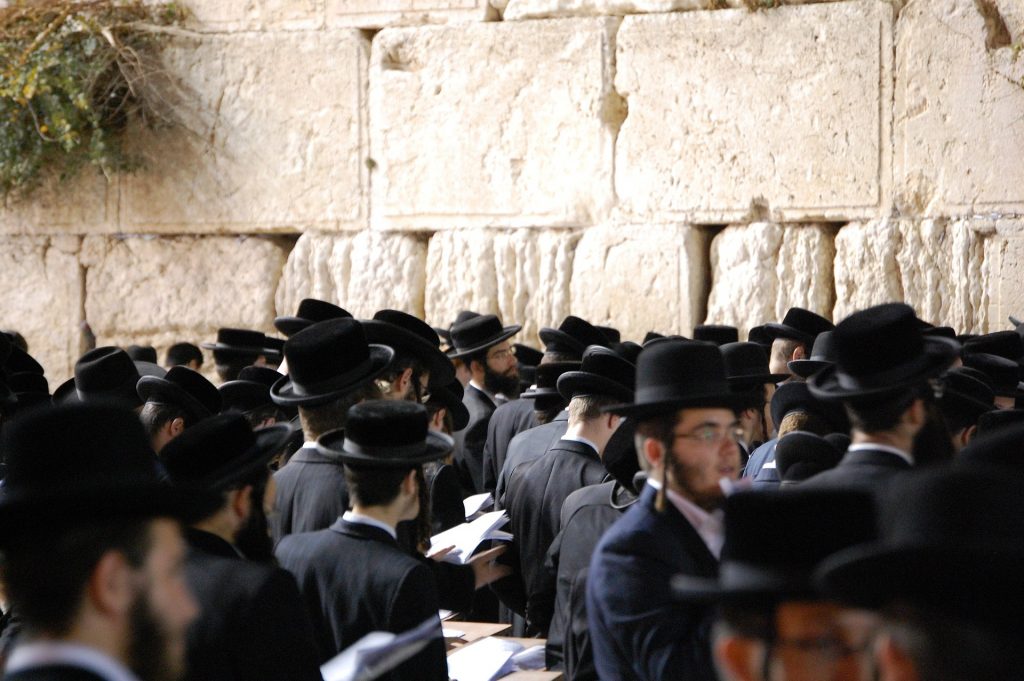 jerusalem Hasdic Jewish men at Western Wall