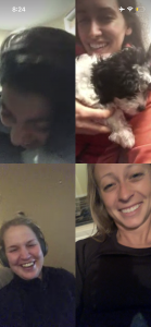 Kellie on video call with friends