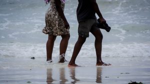 Walking on the beach in Mombasa