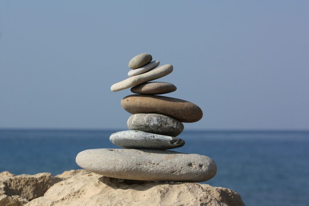 Zen stones by ocean