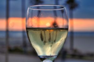 Wine glass at sunset