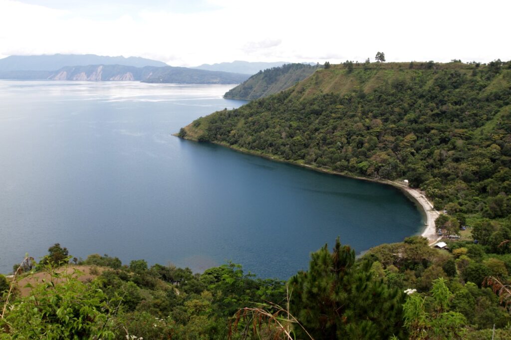 Meat Village offers beautiful views of Lake Toba and its white-sand beaches.