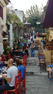 Row of cafes on an Athens incline