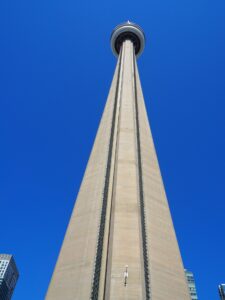Looking up at the CN Tower in Toronto