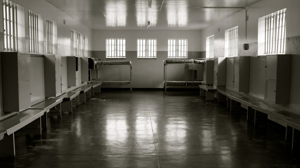 nside Robben Island prison where Nelson Mandala was held.