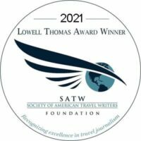 SATW Lowell Thomas Award Button for 2021 - for Escape from India Series