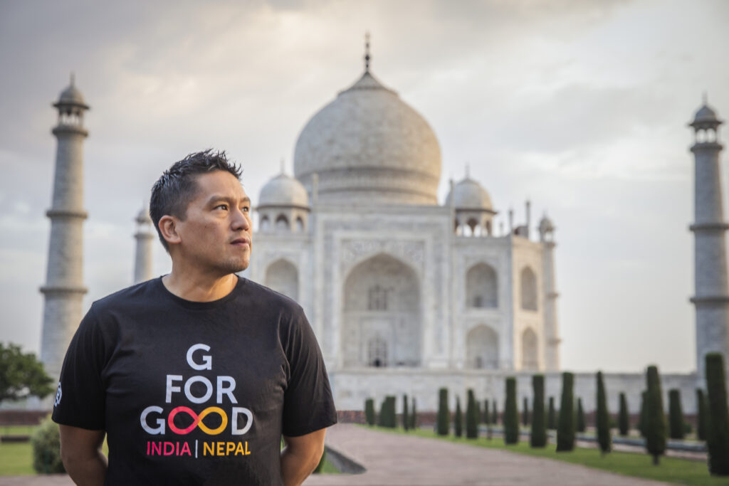 G Adventures' Bruce Poon Tip in Agra, India at the Taj Mahal. Photo courtesy of G Adventures