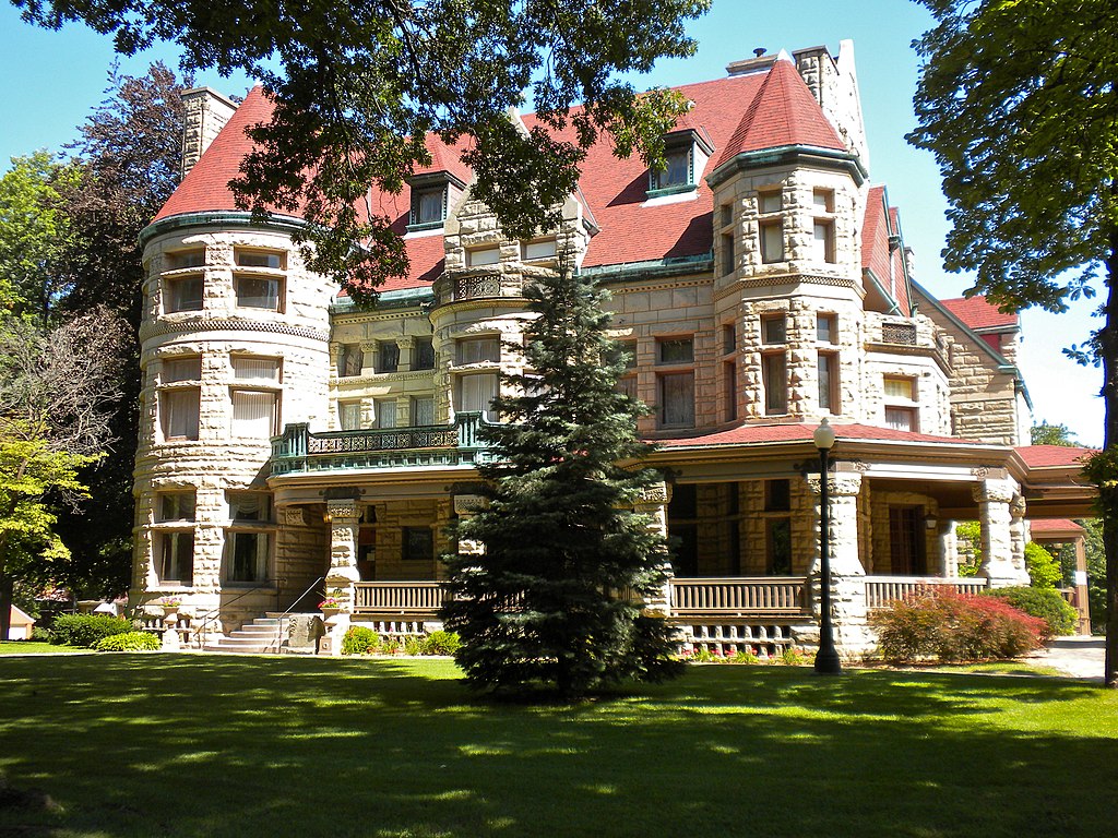 The Richard F. Newcomb House has been on NRHP since June 3, 1982.  This mansion is considered the most impressive of all the impressive houses along Maine Street. Today it is a museum. Photo is in the public domain.