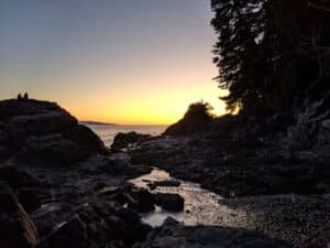 Sunset at Little Kuitche Campground on Vancouver Island. Photo: Sara Perillo