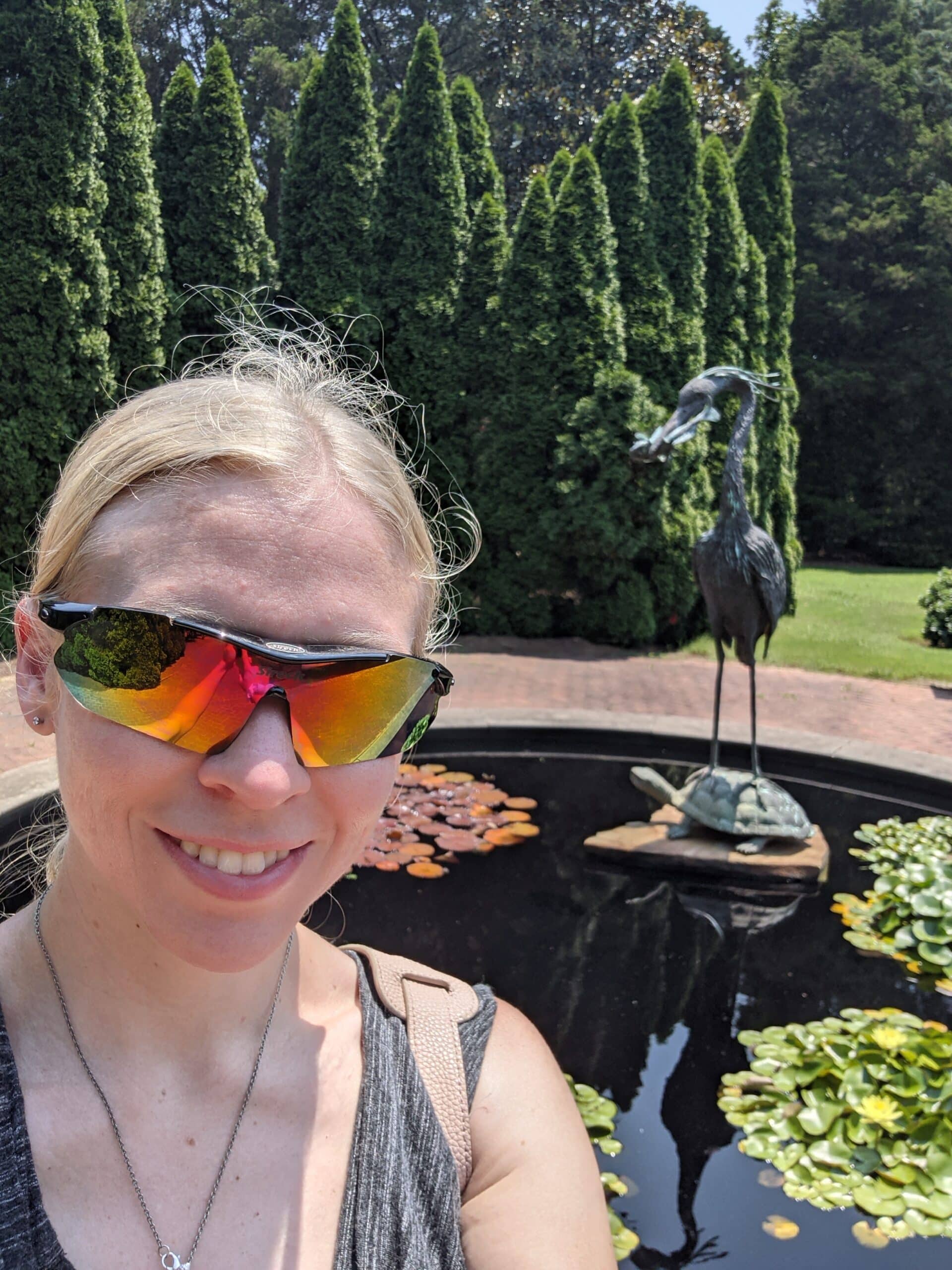 Selfie of author on a solo travel trip at aquatic garden