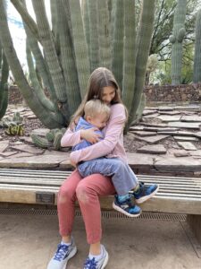 Author and son at the DBG cactus garden. Photo credit Tricia Isbell