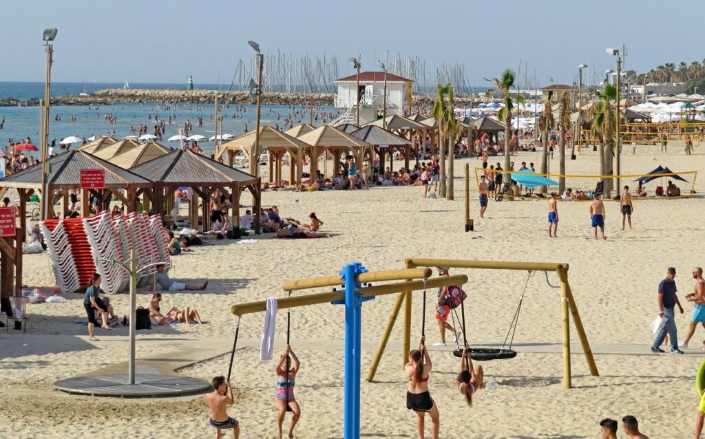 Fun on the beach in Tel Aviv, Israel, Summer Travel.