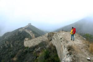 Author on a deserted and unrehabilitated part of the Great Wall of China