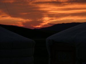 Mongolian-sunset from the yurt