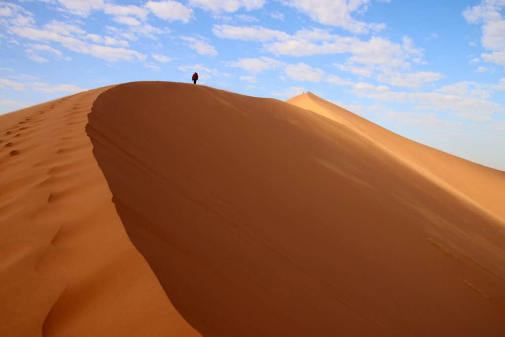Author climbing the final stretch before reaching the top of “Big Daddy Dune”. Photo: Thomas Später 