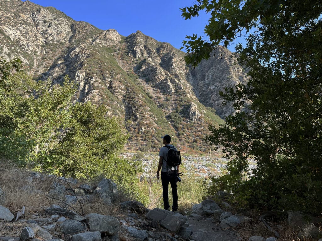 Bonita Falls | Author overlooking South Fork Lytle Creek tributary valley on the way back from Bonita Falls. Photo: Thomas Später