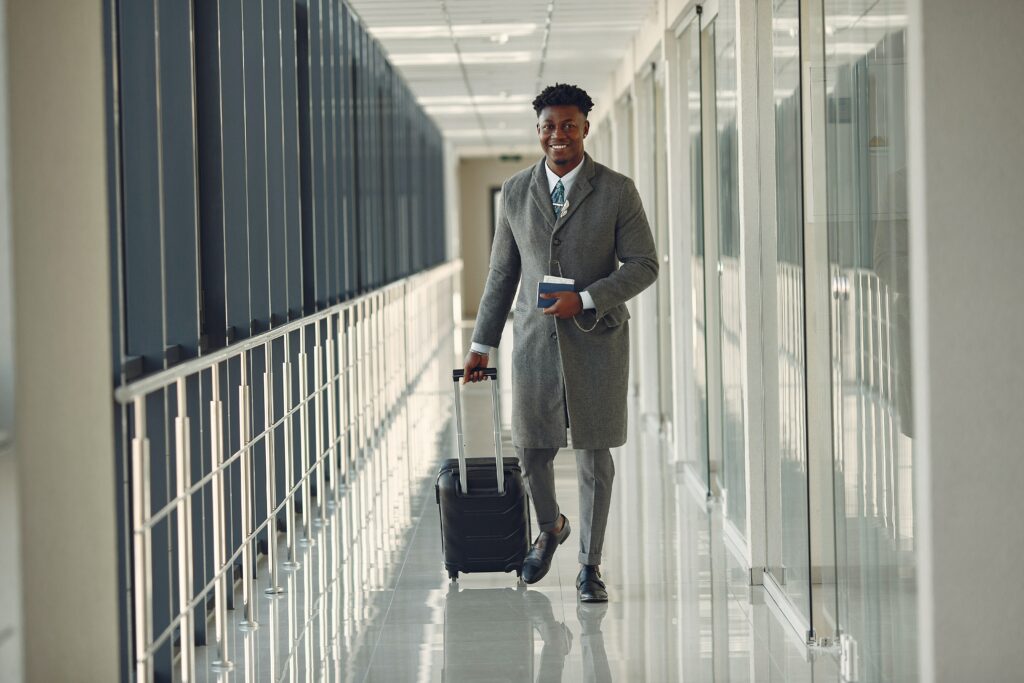 Black male business traveler