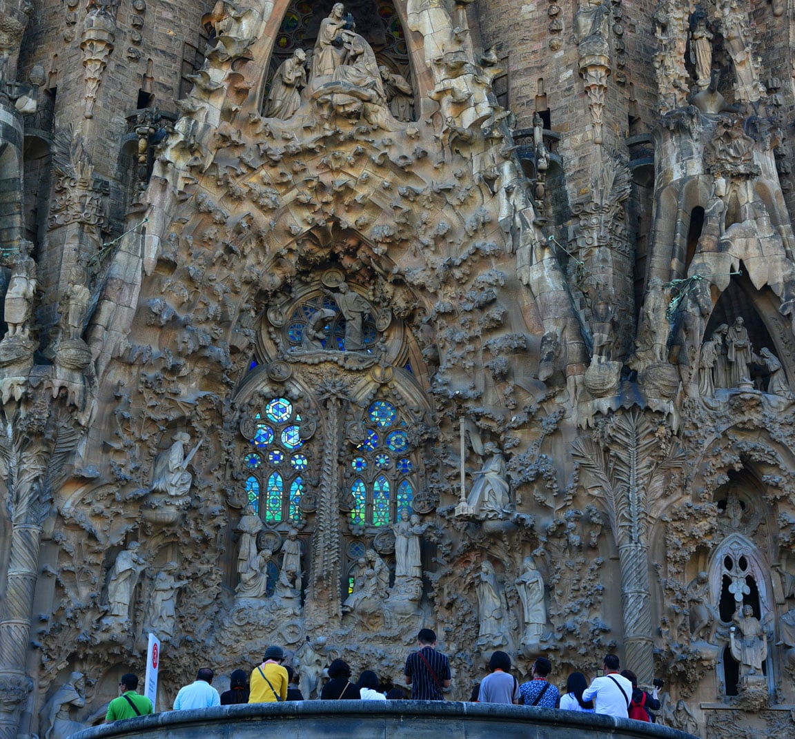 The bizarrely beautiful facade of La Sagrada Familia. Photo: Sugato Mukherjee
