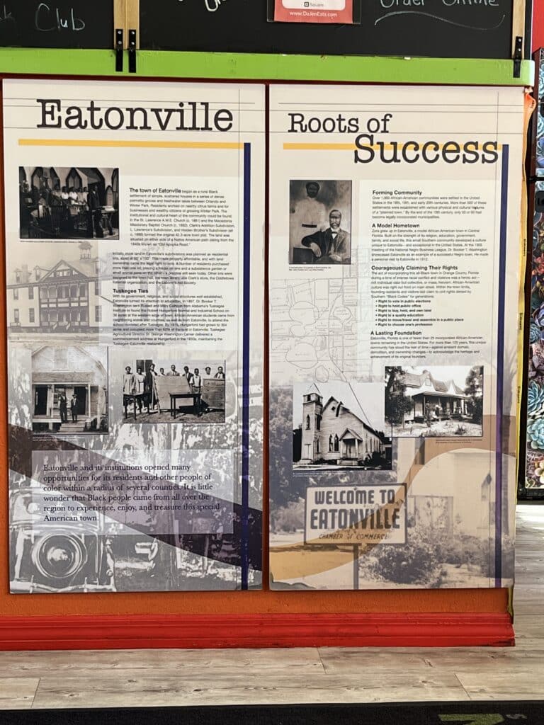 A poster of town history inside DaJen Eats. Photo: Kirsten Harrington
