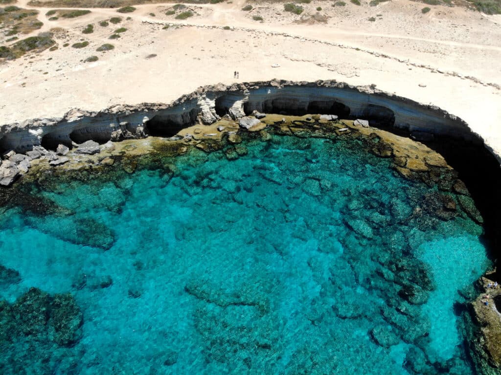 Aerial picture of the author standing on the sandstone cliffs of Ayia Napa Sea Caves. Courtesy Thomas Später