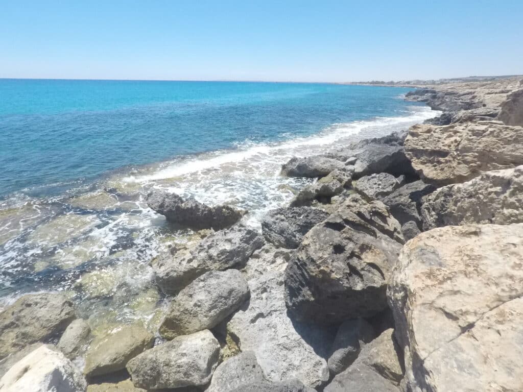 Rough, rocky cliffs leading west from the Ayia Napa Sea Caves. Photo by Thomas Später