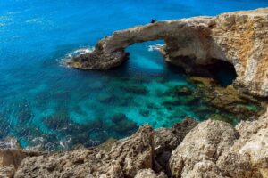 View of seaside arch in Ayia Napa, Cyprus