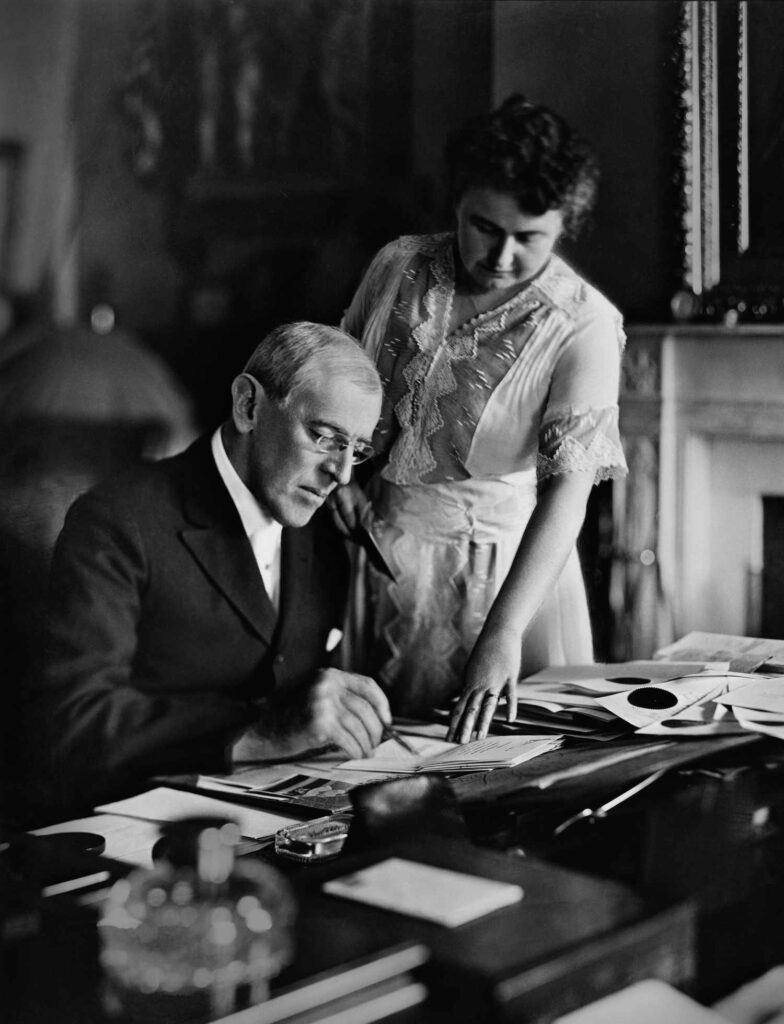 Edith Bolling Wilson with President Woodrow Wilson.