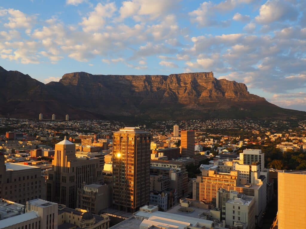 Cape Town in South Africa with Table Mountain in the background